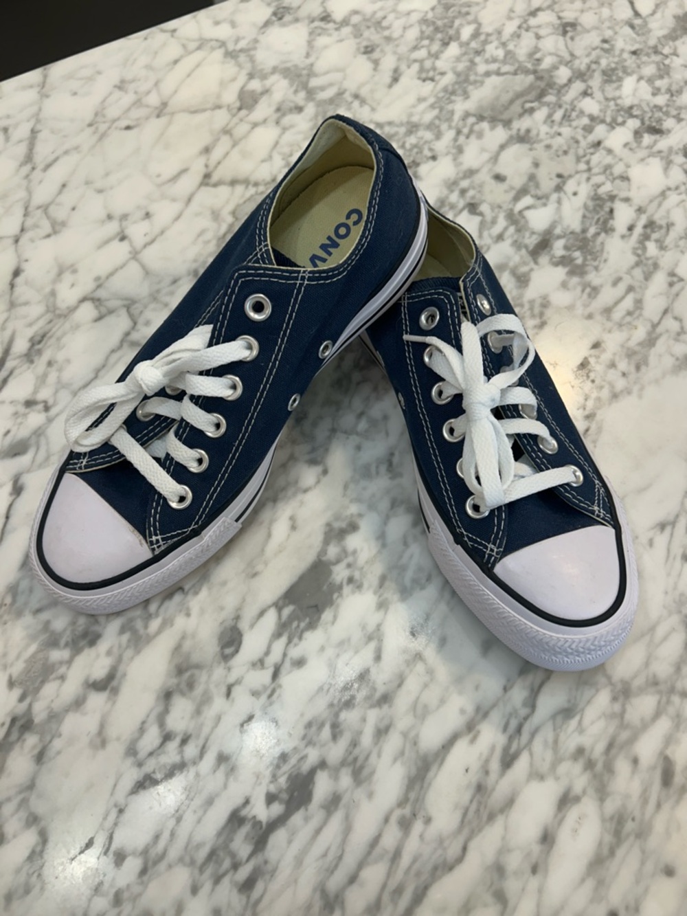 Converse Low Top Sneakers - Navy Blue & White